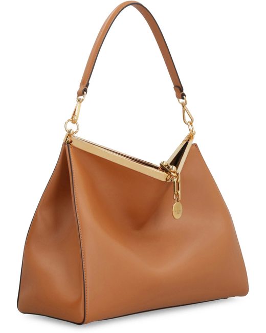 Etro Brown Saddle Leather Shoulder Bag For