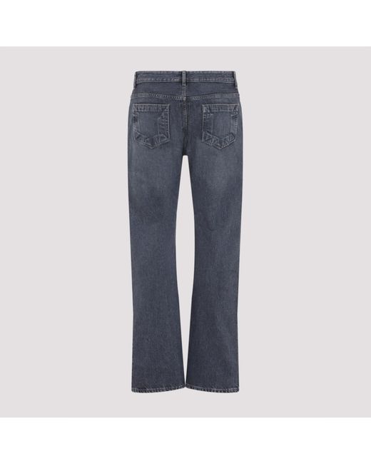 Rick Owens Blue Fog Cut Cotton Jeans for men