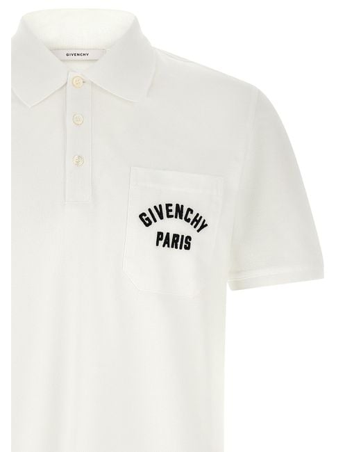 Givenchy White Pocket Embroidery Polo Shirt for men