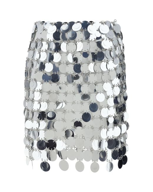 Rabanne White Mirror Disc Midi Skirt