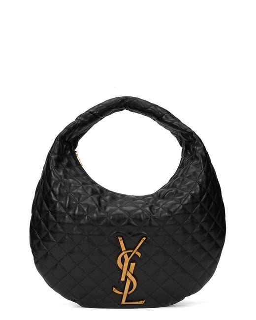 Saint Laurent Black Hobo Bag Icare Quilted Nappa Lambskin Handbags