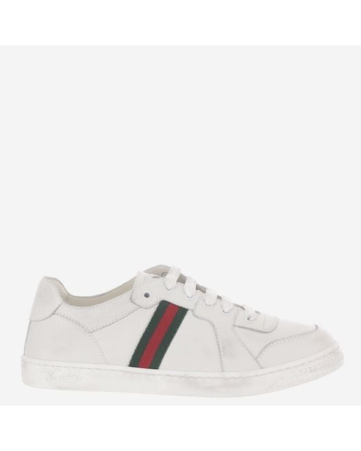 Gucci White Sneakers Stretch Leather Trainers for men