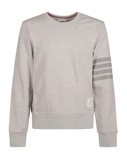 Thom Browne White Grey 4-bar Sweatshirt for men