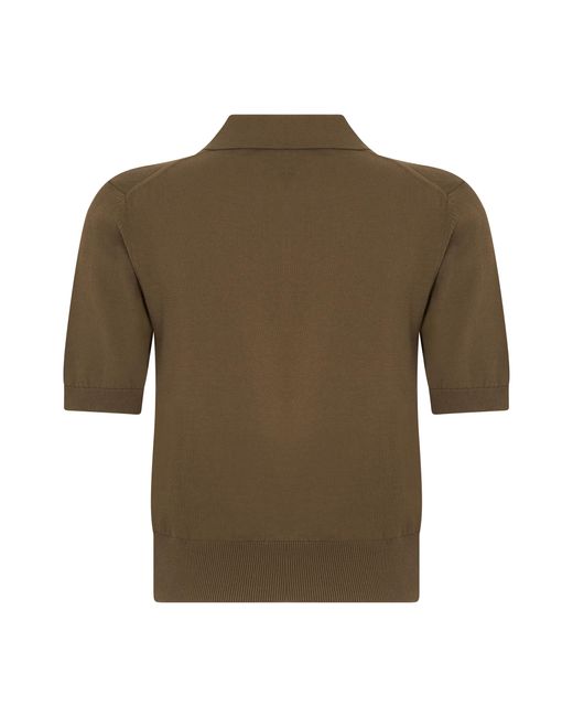A.P.C. Green Knit Cotton Polo Shirt Tops