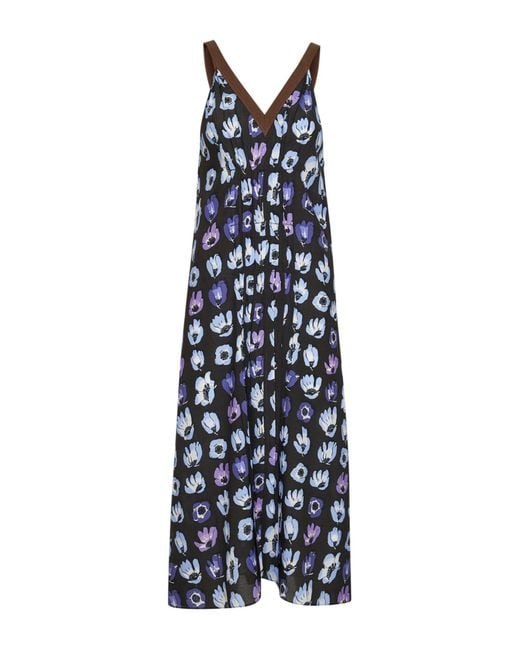 Prada Blue Viscose Printed Midi Dress