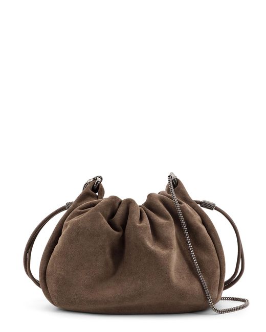 Brunello Cucinelli Brown Bucket Mellow Shoulder Bag