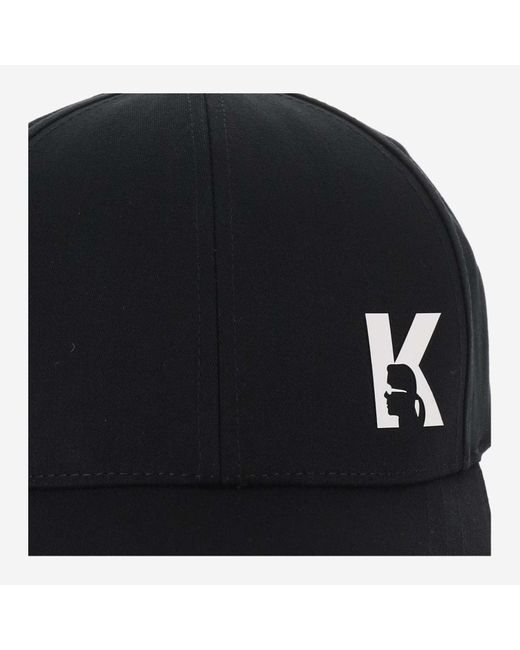 Karl Lagerfeld Black Cotton Blend Baseball Cap With Logo for men