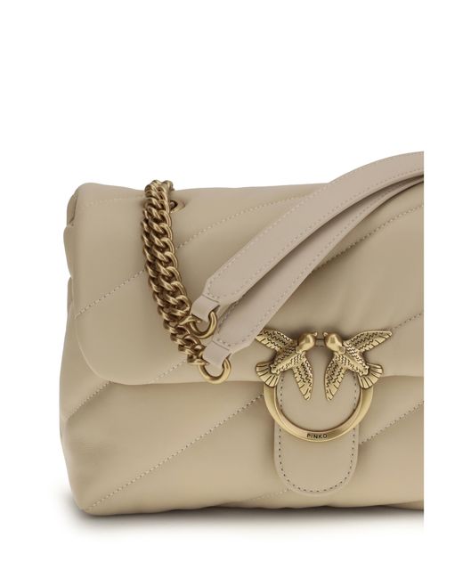 Pinko Natural Love Classic Leather Shoulder Bag Calf Bos Taurus