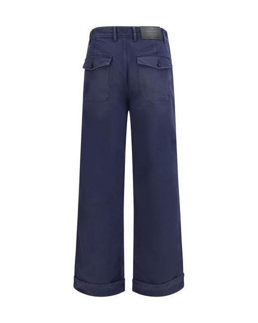 Acne Blue Pants Cotton Twill Trousers for men