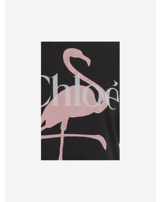 Chloé Black Cotton T-Shirt With Logo T-Shirts & Jerseys