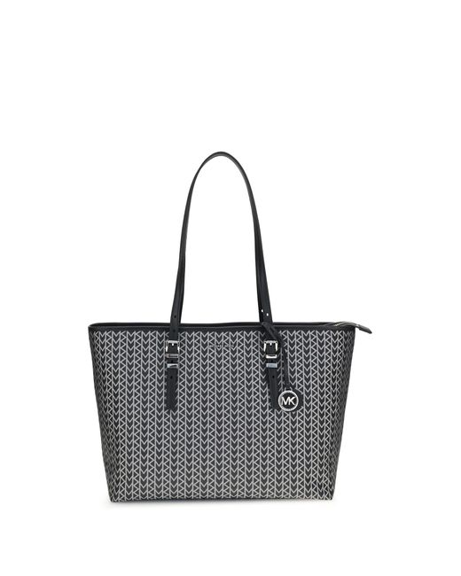 Michael Kors Gray Quinn Large Jacquard Logo Tote Bag