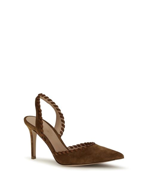 Gianvito Rossi White Suede Pumps Luggage-Sedona Calf Leather Sandal