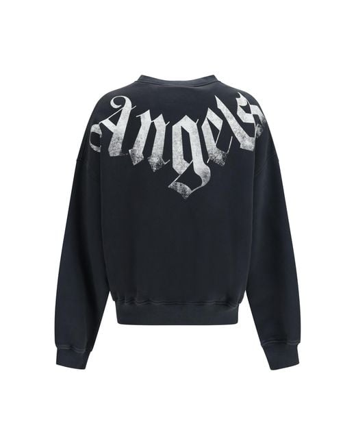 Palm Angels Blue Big Neck Logo Sweatshirt Cotton Sweatshirts for men
