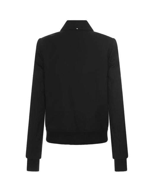 Sportmax Black Fascia Double-breasted Bomber Jacket In Stretch Wool