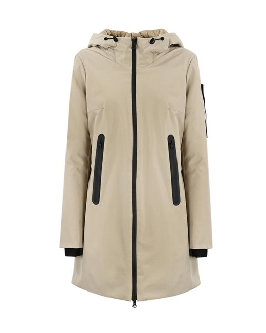 Peuterey Long Down Jacket In Telia Ta Technical Fabric in Natural | Lyst