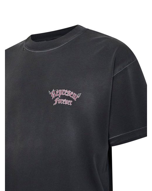 Represent Black T-Shirt Duality Washed Cotton T-Shirts for men
