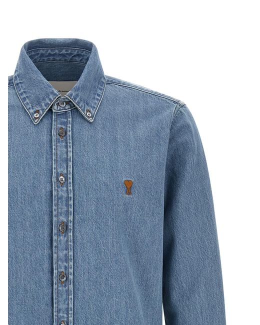 AMI Blue Cotton Blouse for men