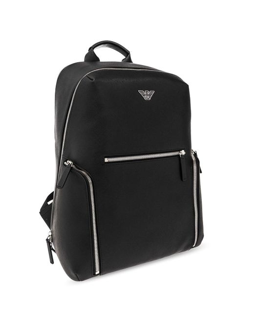Giorgio Armani Black Backpack With Logo for men