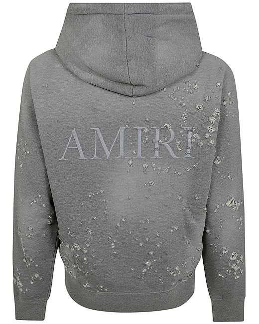 Amiri Gray Ma Shotgun Embroidered Hoodie for men