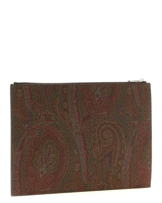 Etro Brown Cotton Clutch Bag for men