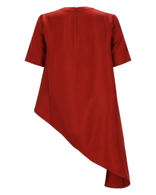 Loulou de Saison Red Asymmetric Top Madea Silk Tops