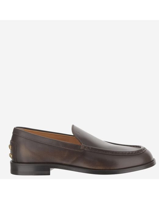 Tod's Brown Leather Loafers With Rear Studs