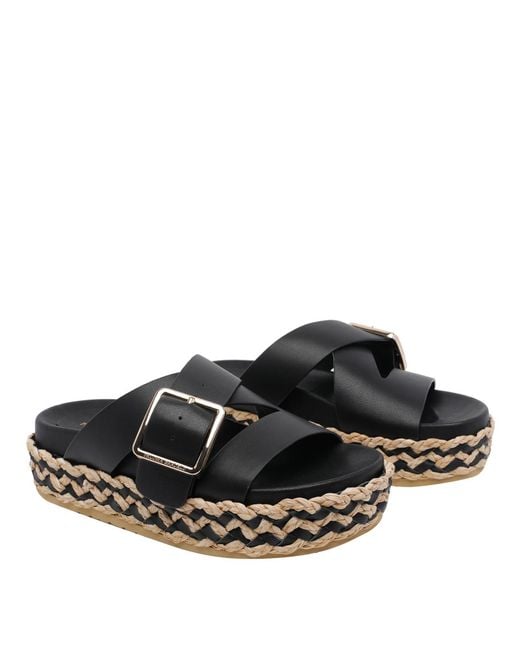 Paloma Barceló Black Sandals Suede Leather/Rubber Sole