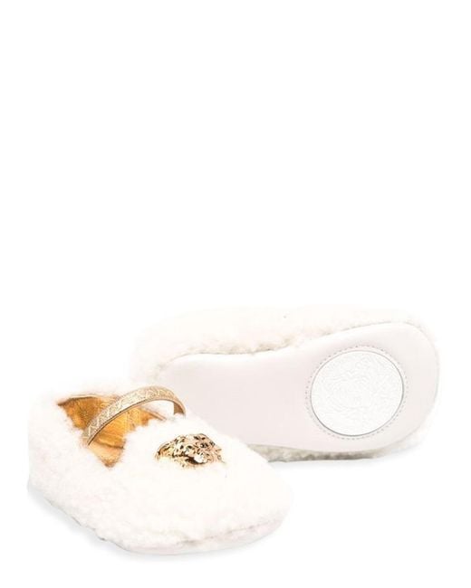 Versace Natural Ballet Flats Medusa Shearling Aos