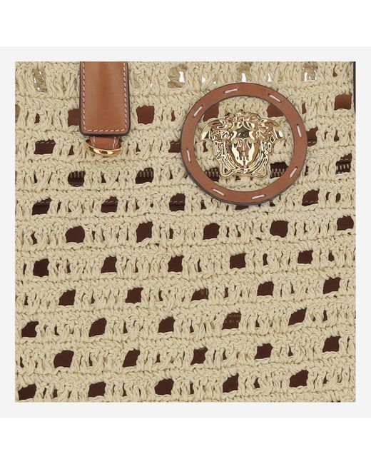 Versace Metallic Canvas Tote Bag Cotton Handbags