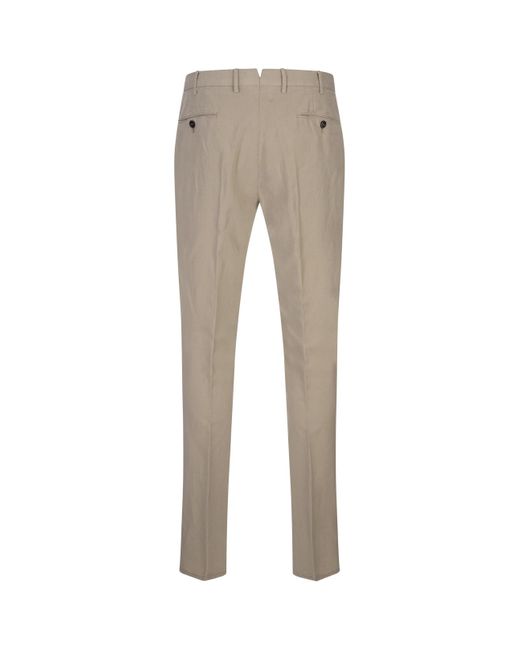 PT01 Beige Linen Blend Slim Fit Trousers in Natural for Men | Lyst