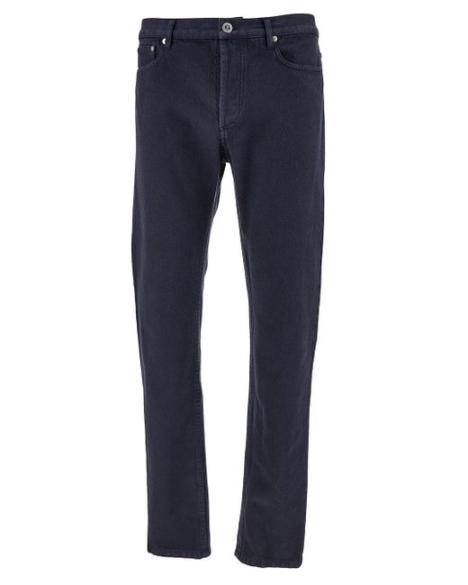 A.P.C. Blue Grey Slim Five-pocket Jeans In Cotton Denim Man for men