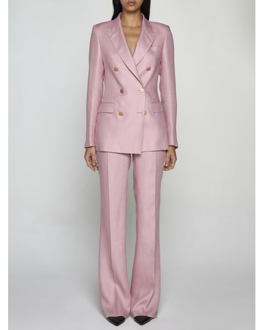 Tagliatore Pink Parigi Double-Breasted Linen Suit