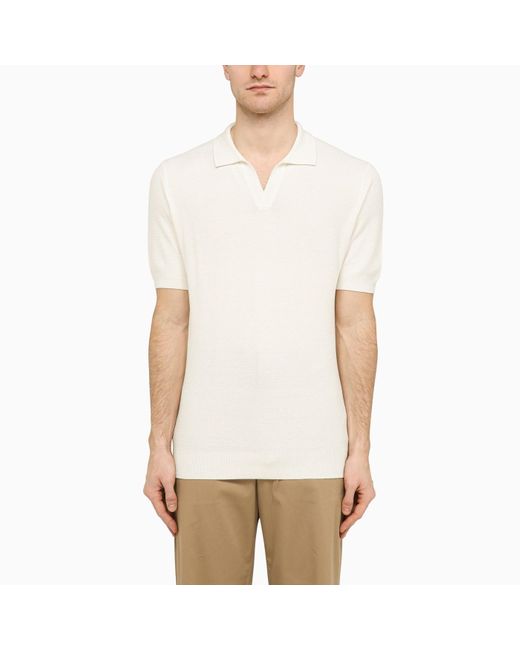 Tagliatore White Silk And Cotton Polo Shirt for men
