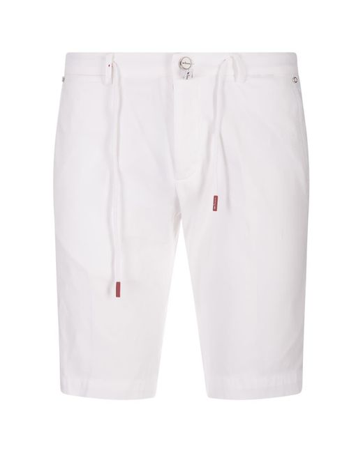Kiton White Bermuda Shorts With Drawstring for men