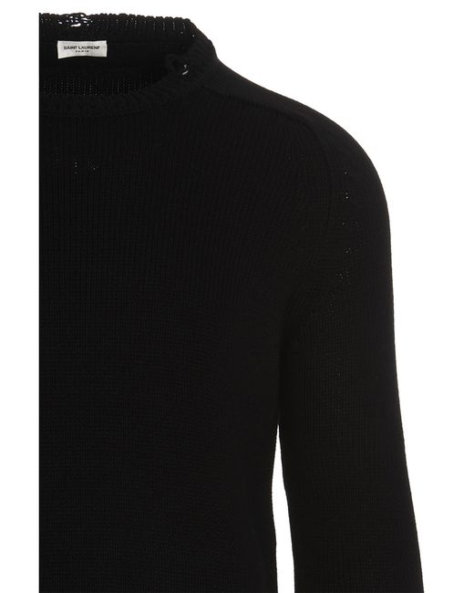 Saint Laurent Black Destroyed Sweater for men