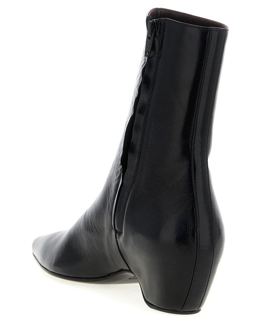 Khaite Black Calfskin Ankle Boots