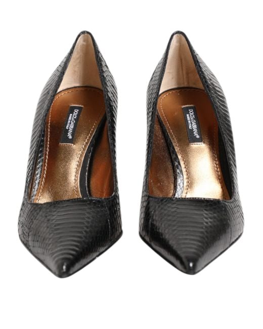 Dolce & Gabbana Brown Exotic Leather Stiletto Pumps Shoes Python