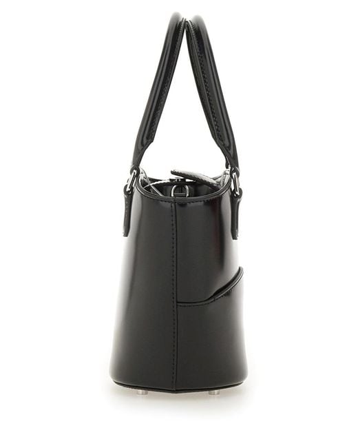 Self-Portrait Black Leather Tote Bag With Charm Cow Handbags