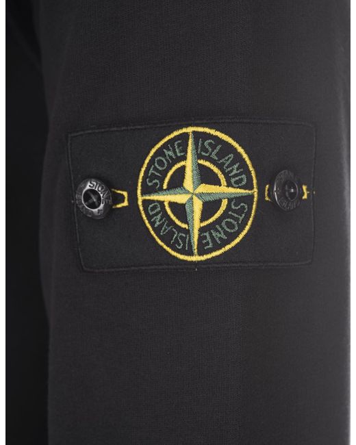 Stone Island Black Hoodie With Buttons for Men | Lyst