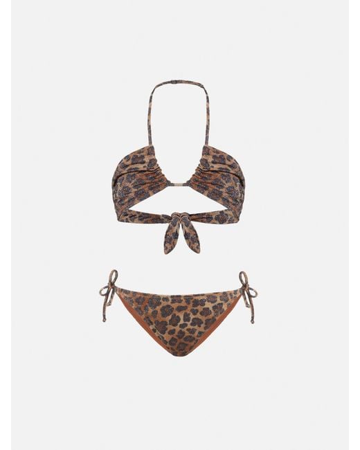 Mc2 Saint Barth White Aryanna Animalier Lurex Bandeau Bikini