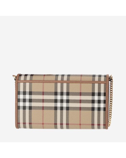 Burberry Brown Check Wallet With Chain Strap