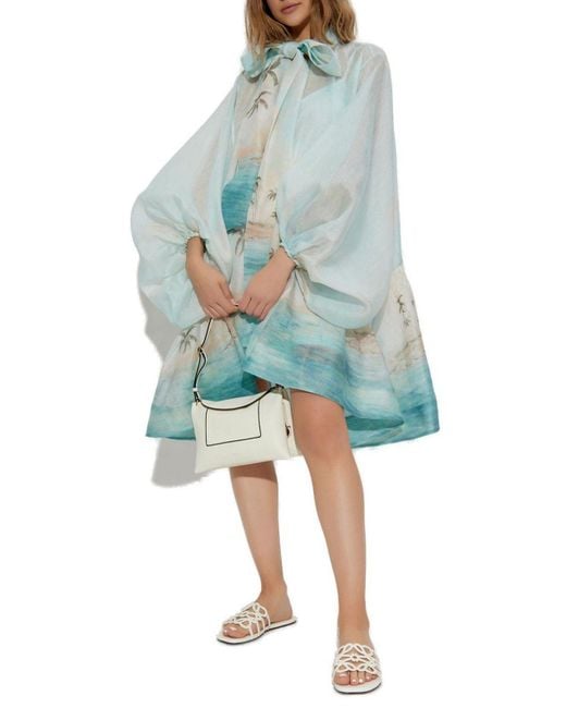 illuminate billow mini dress Zimmermann Illuminate Billow Mini Dress in Black