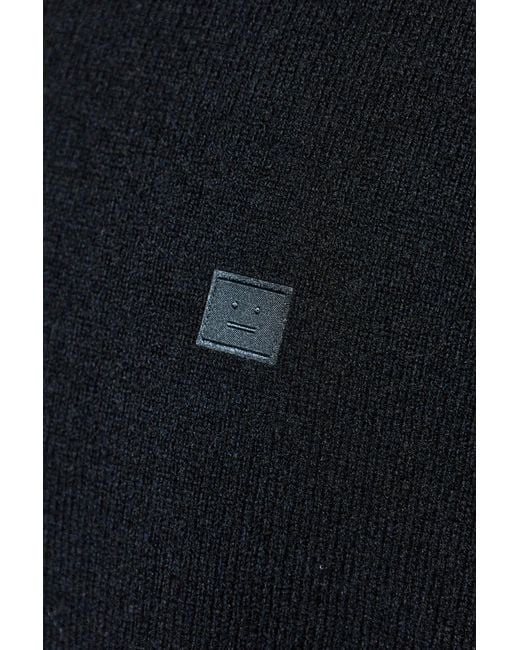 Acne Blue Wool Sweater With Logo for men