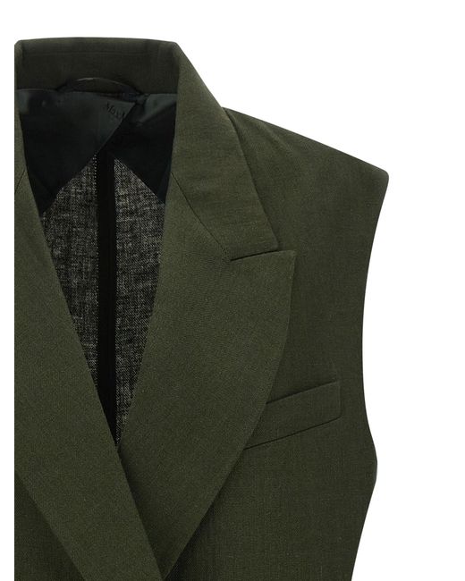 Max Mara Green Linen Sleeveless Jacket Clothing