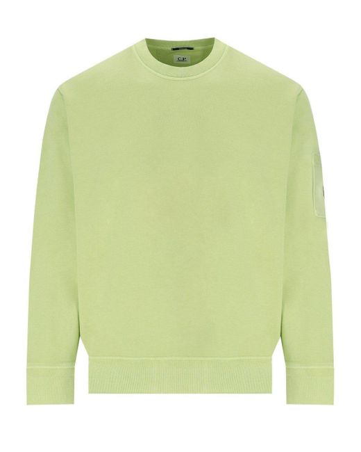 C P Company Green Diagonal Fleece Pear Sweatshirt for men