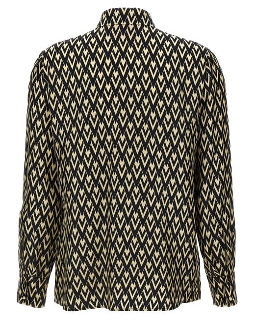 Valentino Garavani Black Toute La V Shirt Silk Shirt, Blouse