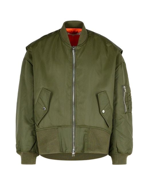 J.W. Anderson Green Curved Hem Oversized Bomber Jacket for men