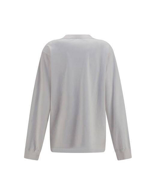 Alexander Wang Gray Long-Sleeve Logo T-Shirt Cotton T-Shirts