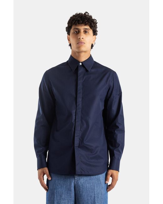 Jil Sander Blue Poplin Cotton Oversized Shirt for men