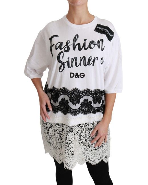 Dolce & Gabbana Gray Chic Dg Fashion Sinner Oversized Tee
